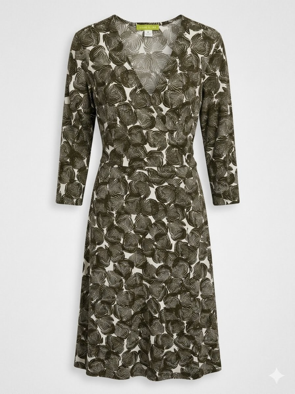Sigrid Olsen Leaf Print Faux Wrap Midi Dress Size M